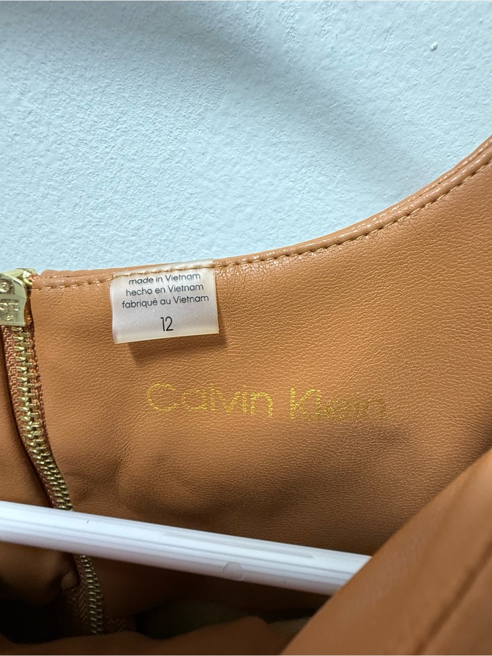 Calvin Klein Camel Faux Leather Dress - Picture 2 of 6